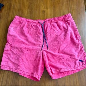 Tommy Bahama Relax Swim Trunks Short Pink Palm Print XL